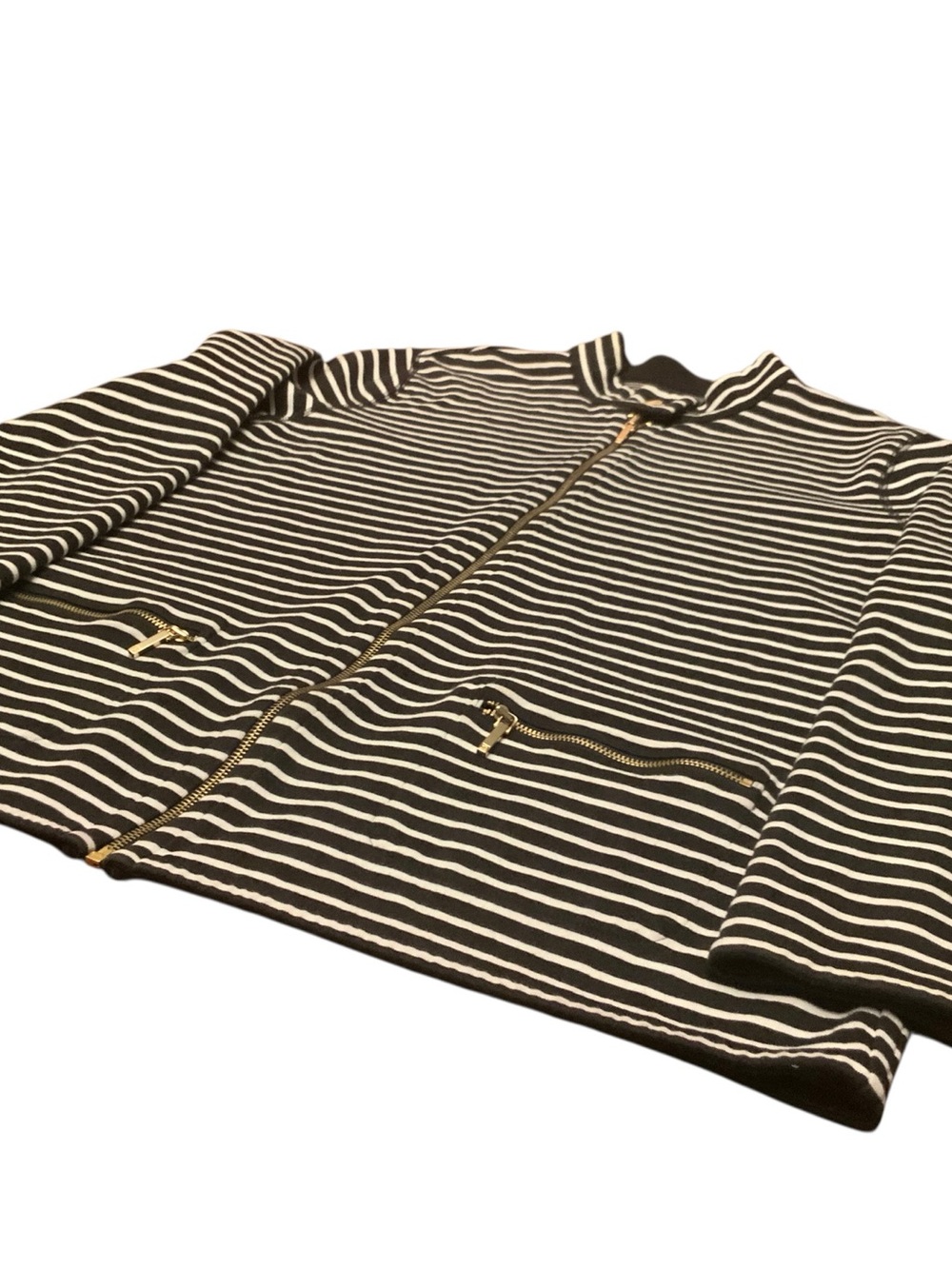 Lauren Ralph Lauren Reversible Zip-Up Jacket Size 2X Striped/Solid Cotton Blend